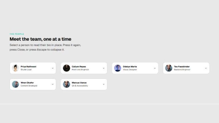Inline Expand Team Grid preview