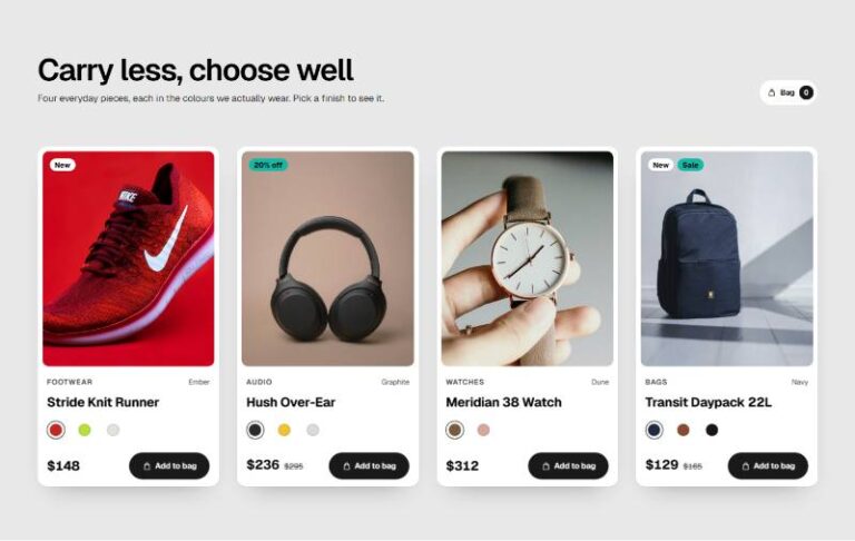 Tilt Product Cards preview