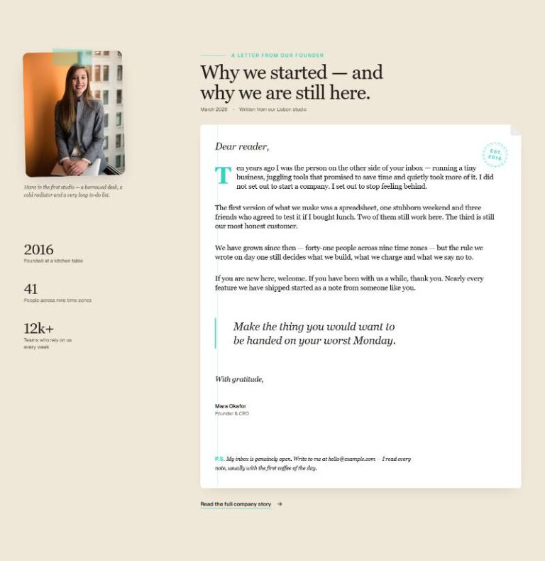 About Founder Letter preview