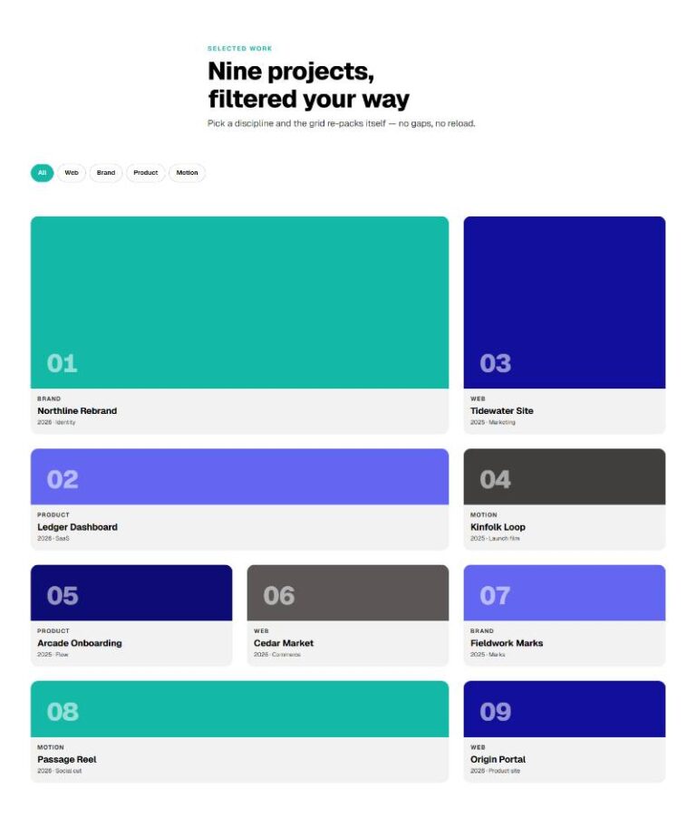 Filterable Portfolio Bento preview