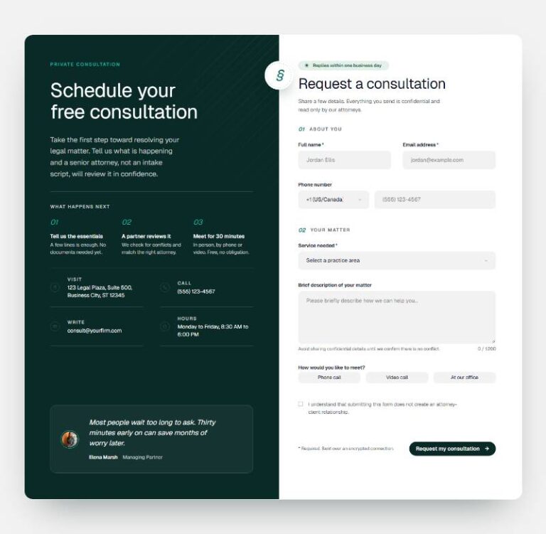 Consultation Contact Section preview