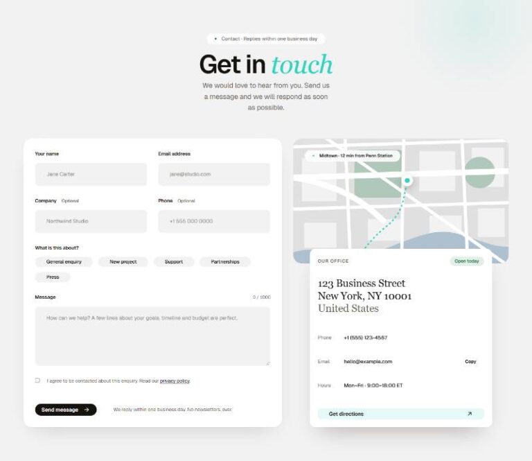 Contact Form with Map preview