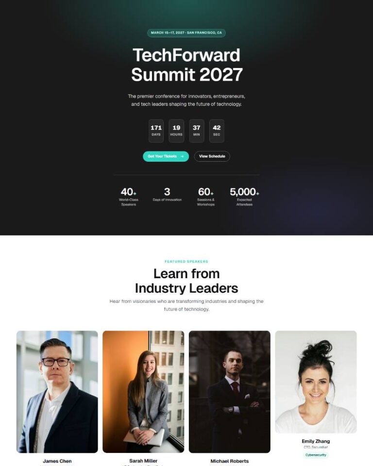 Event Conference Homepage preview