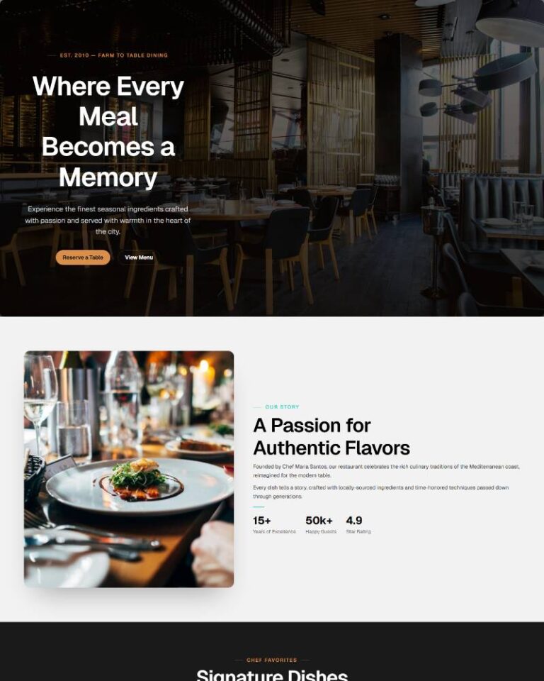 Restaurant Local Business Homepage preview
