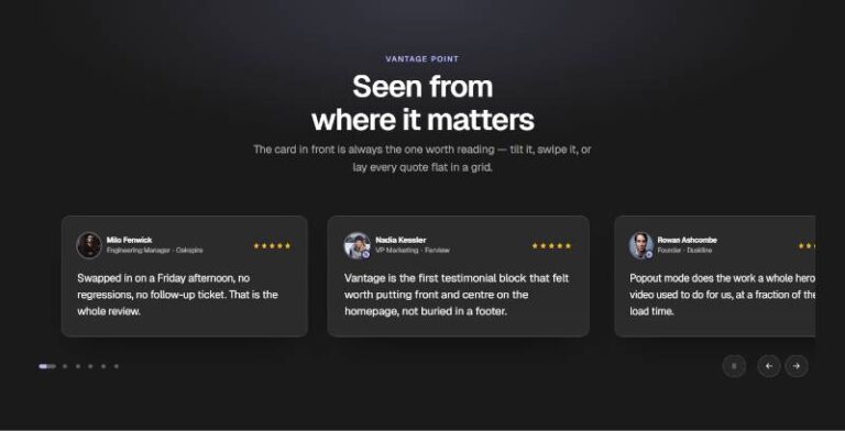 Vantage Testimonial Showcase preview