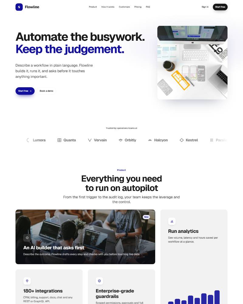 Flowline SaaS Landing template preview
