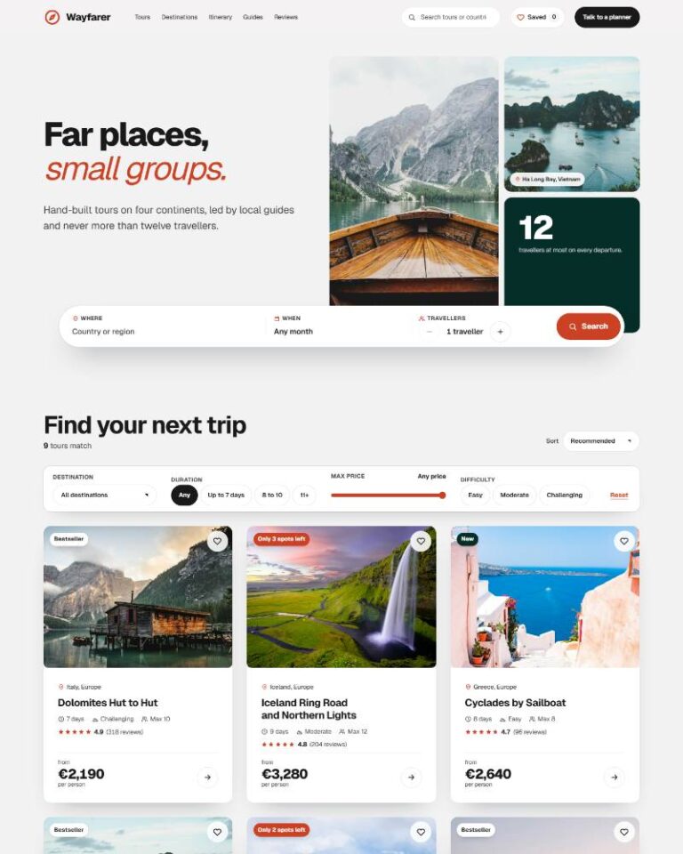 Wayfarer Tours Listings preview