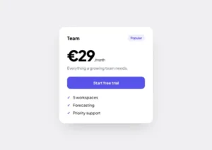Pricing card preview