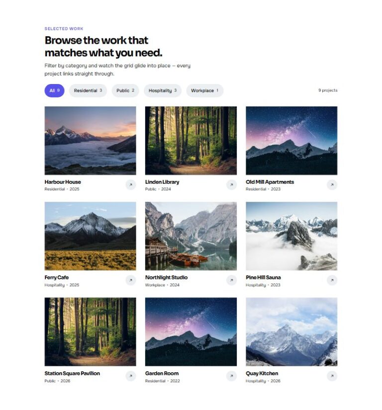 Filterable Project Grid preview
