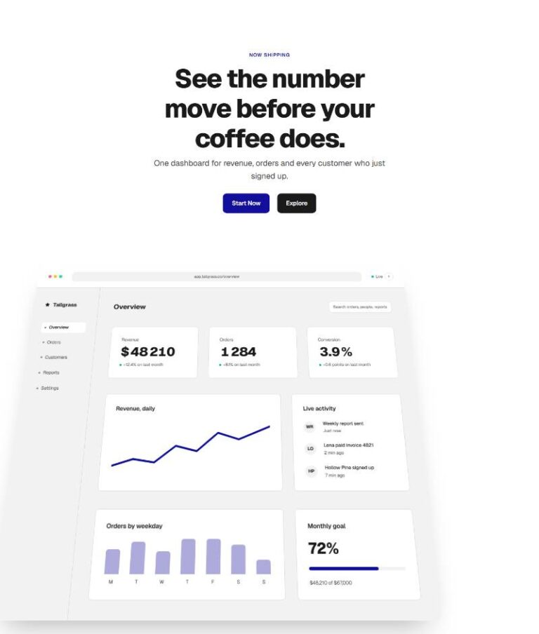 Live Dashboard Hero preview