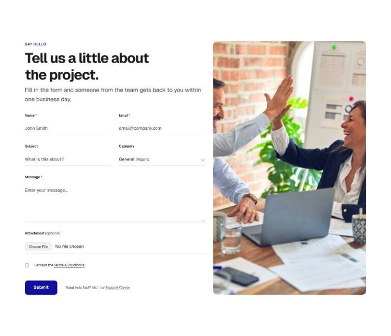 Portrait Reveal Contact Form preview