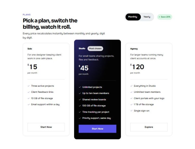 Rolling Price Pricing Table preview