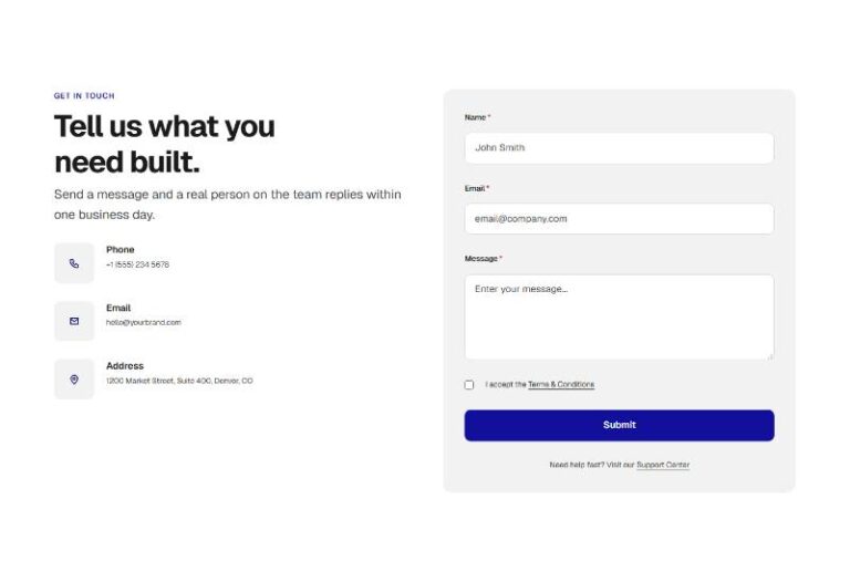 Split Panel Contact Form preview