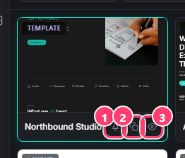 The pin, copy and preview buttons on a card