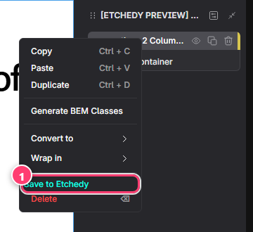 The layer right-click menu